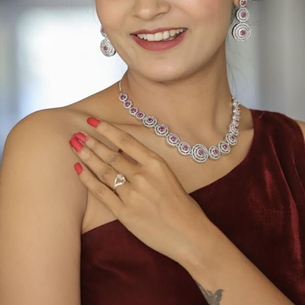 Glitz Rose Pink Necklace Set